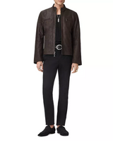 Damien Plated Leather Cafe Racer Jacket