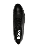 Boss Panelled Leather Black Derby Shoes