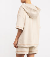 Max Mara Short-Sleeve Hooded Fascia Sweatshirt