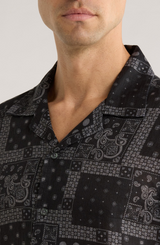 John Varvatos Dan Bandana Print Linen Camp Shirt