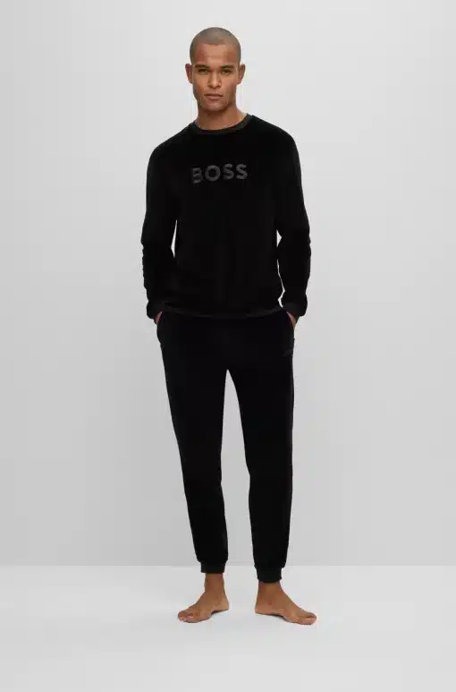 BOSS Velour Black Loungewear Sweatshirt