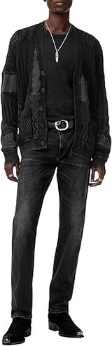 John Varvatos Mixed Texture Patchwork Cardigan