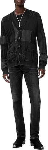 John Varvatos Mixed Texture Patchwork Cardigan