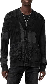 John Varvatos Mixed Texture Patchwork Cardigan