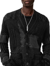 John Varvatos Mixed Texture Patchwork Cardigan