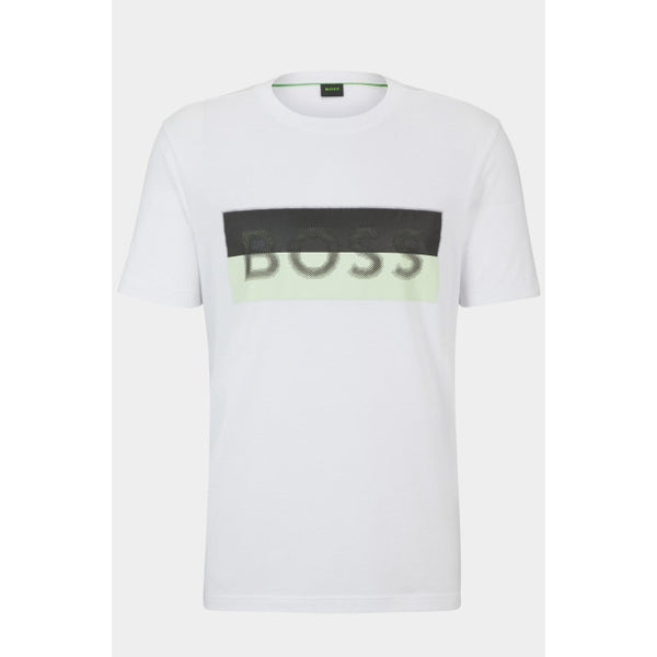 Boss Regular-Fit T-Shirt with Embossed Logo in white