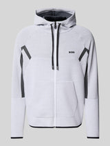 Boss Regular-fit zip-up hoodie in quilted jacquard