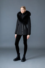 ADALI-BXZ Down coat with blue fox fur Signature Mackage Collar