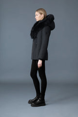ADALI-BXZ Down coat with blue fox fur Signature Mackage Collar