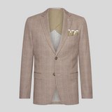Windowpane Check Stretch Jersey Blazer - Taupe