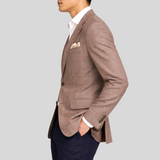 Windowpane Check Stretch Jersey Blazer - Taupe