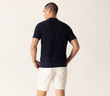 Deke Short Sleeve Modern Open Knit Polo In Fashioned Forma Organic Stretch Cotton