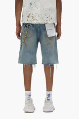 Purple Distressed Patch Shorts