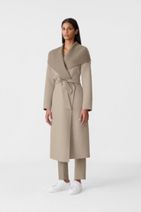 MAI-HB Double-face Herringbone wool wrap coat