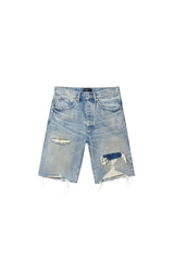 Purple Distressed Patch Shorts