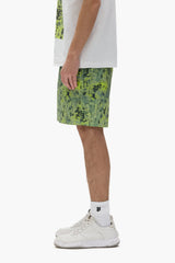 Purple Worn Gothic Camo Swim Shorts