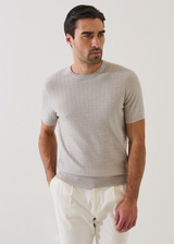 Patrick Assaraf Cotton-Cupro Chevron Stitch Crewneck