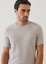 Patrick Assaraf Cotton-Cupro Chevron Stitch Crewneck