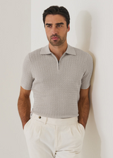 Patrick Assaraf Cotton Blend Baby Cable Zip Polo