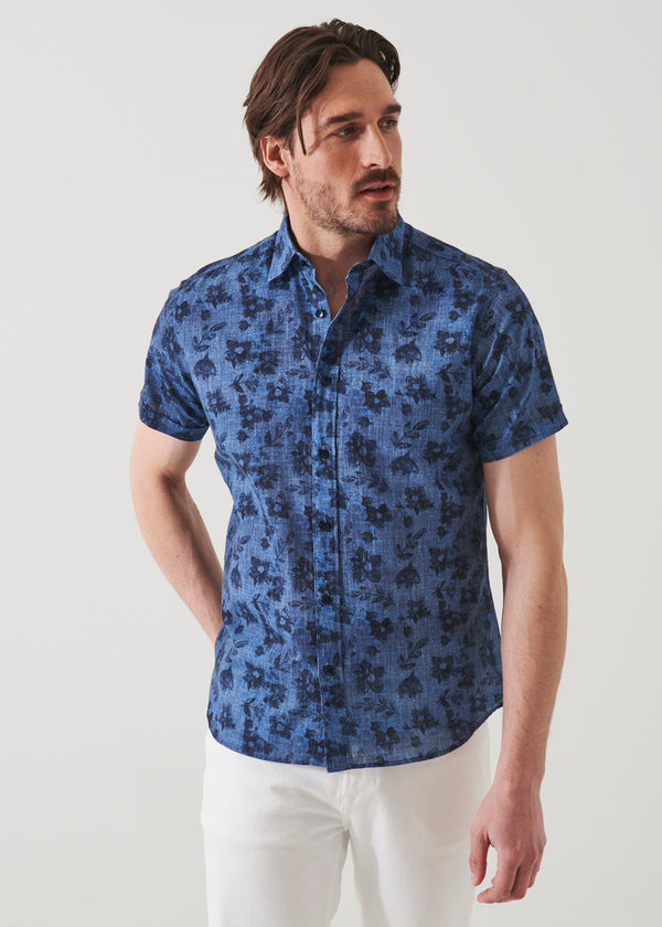 Patrick Assaraf Flower Pattern Short Sleeve Shirt