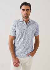 Patrick Assaraf Pima Cotton Stretch Mini Leaf Print Polo