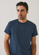 Patrick Assaraf Pima Cotton Stretch Micro Medallion Print Crewneck