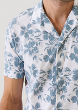 Patrick Assaraf Pima Cotton Stretch Tropical Print Camp Collar Shirt