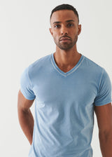 Patrick Assaraf Pima Cotton Stretch Vintage Wash V-Neck T-Shirt