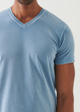 Patrick Assaraf Pima Cotton Stretch Vintage Wash V-Neck T-Shirt