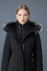MACKAGE SHILOH-X 2-in-1 fitted down coat with removable bib and silver fox fur