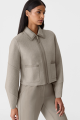 SOLANA-HB Double-Face Herringbone Wool balloon sleeved short jacket