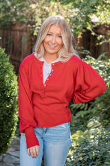 Free People QUINN KNIT TOP - Salsa