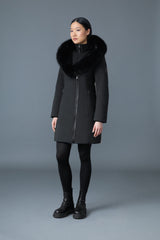 MACKAGE TRISH-BX Powder Touch down coat with blue fox fur Signature Mackage Collar