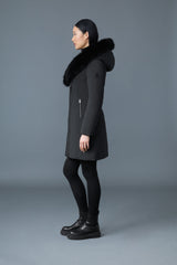 MACKAGE TRISH-BX Powder Touch down coat with blue fox fur Signature Mackage Collar