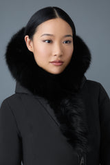MACKAGE TRISH-BX Powder Touch down coat with blue fox fur Signature Mackage Collar