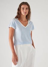 Patrick Assaraf Women's REVERSE SPRAY LIGHTWEIGHT PIMA COTTON V-NECK T-SHIRT