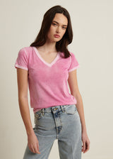 Patrick Assaraf Reverse Spray Lightweight Pima Cotton V-Neck T-Shirt