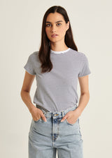 Patrick Assaraf Pima Cotton Stretch Slim Striped T-Shirt