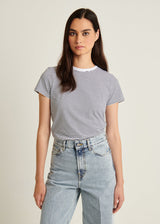 Patrick Assaraf Pima Cotton Stretch Slim Striped T-Shirt