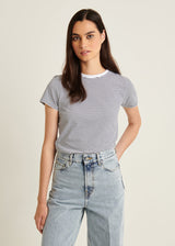 Patrick Assaraf Pima Cotton Stretch Slim Striped T-Shirt
