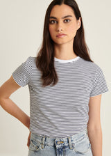 Patrick Assaraf Pima Cotton Stretch Slim Striped T-Shirt