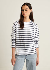 Patrick Assaraf Pima Cotton Stretch Oversized Striped Sweatshirt