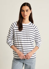 Patrick Assaraf Pima Cotton Stretch Oversized Striped Sweatshirt