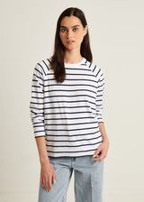 Patrick Assaraf Pima Cotton Stretch Oversized Striped Sweatshirt