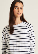 Patrick Assaraf Pima Cotton Stretch Oversized Striped Sweatshirt