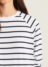 Patrick Assaraf Pima Cotton Stretch Oversized Striped Sweatshirt