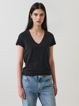 Patrick Assaraf Short Sleeve Iconic V-Neck Stretch Tee