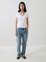 Patrick Assaraf Short Sleeve Iconic V-Neck Stretch Tee