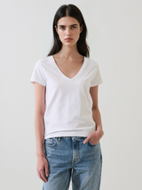 Patrick Assaraf Short Sleeve Iconic V-Neck Stretch Tee