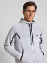Boss Regular-fit zip-up hoodie in quilted jacquard